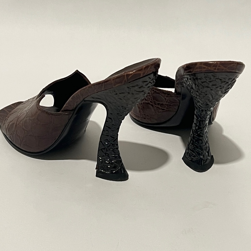Prada alligator heels brown